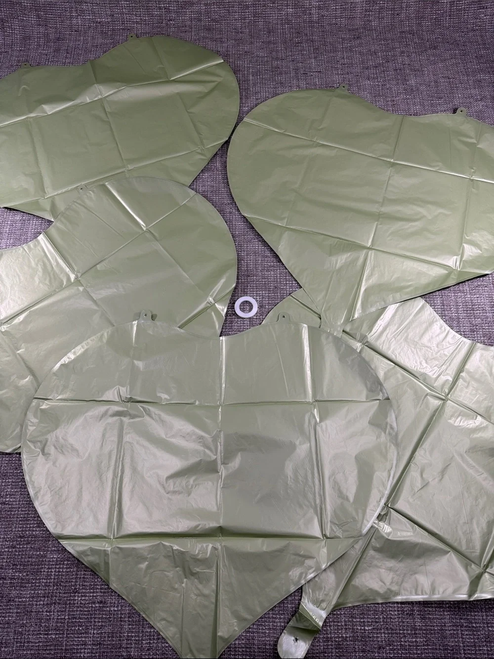 Light olive Green Heart Foil Balloons - Set of 5